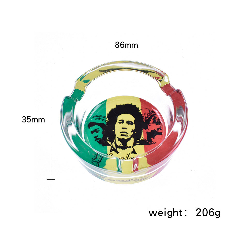 Bob Marley Glas Aschenbecher - Hochwertiger rutschfester Glas-Ashtray | Kreatives Deko-Design