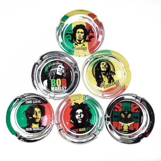 Bob Marley Glas Aschenbecher - Hochwertiger rutschfester Glas-Ashtray | Kreatives Deko-Design