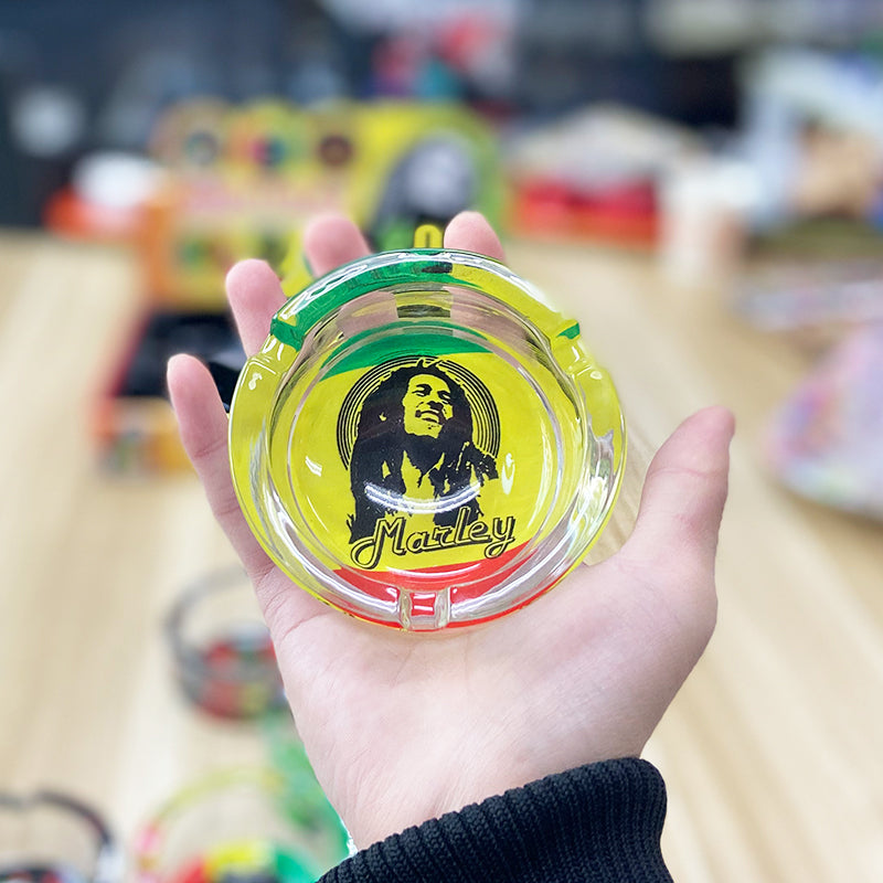 Bob Marley Glas Aschenbecher - Hochwertiger rutschfester Glas-Ashtray | Kreatives Deko-Design